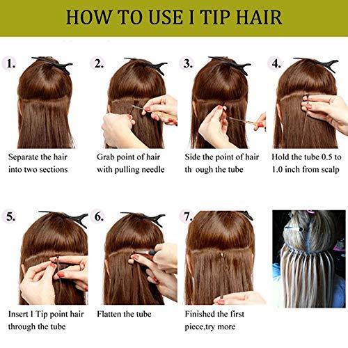 RJ HAIR I Tip Hair 100 Strand Brazilian Wet And Wavy Curly Human Hair Microlinks Keratin I Tips Hair Water Wave (16inch 100Strand, #1(Jet Black))
