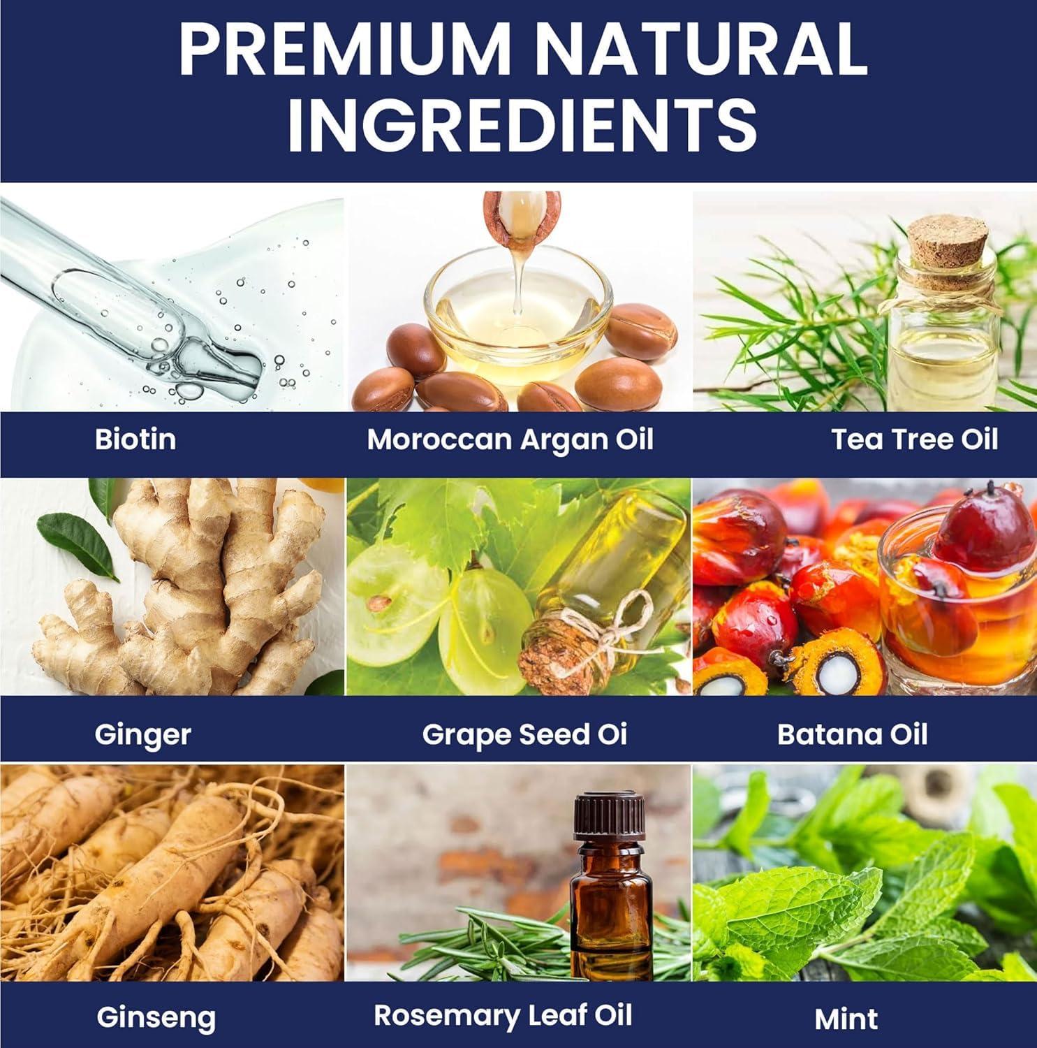 Uttse Uttse Biotion Hair Growth Shampoo for Men: Natural Thickening Shampoo with Tea Tree Oil Ginseng Mint for Hair Loss and Thinning Hair - 10.1 fl.oz, Dark Blue