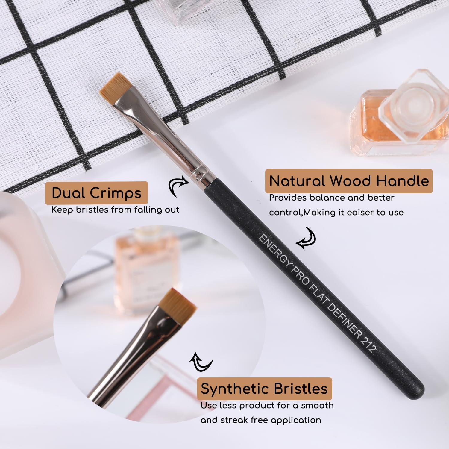ENERGY ENERGY Flat Concealer Brush for Eyeliner Eyebrows Defining Precision Lash Liner Brow Concealing with Gel Cream Firm Stiff Thin Synthetic Bristle Flat Definer Brush