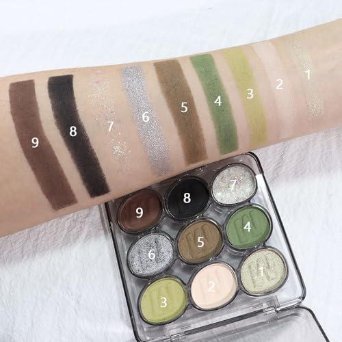 SUAKE SUAKE Waterproof 9 Colors Shimmer Matte Eyeshadow Palette.Longwearing Highly Pigmented Glitter Eye Makeup Palet. Sparkle Pearlescent paleta de sombras 1# Gold Green