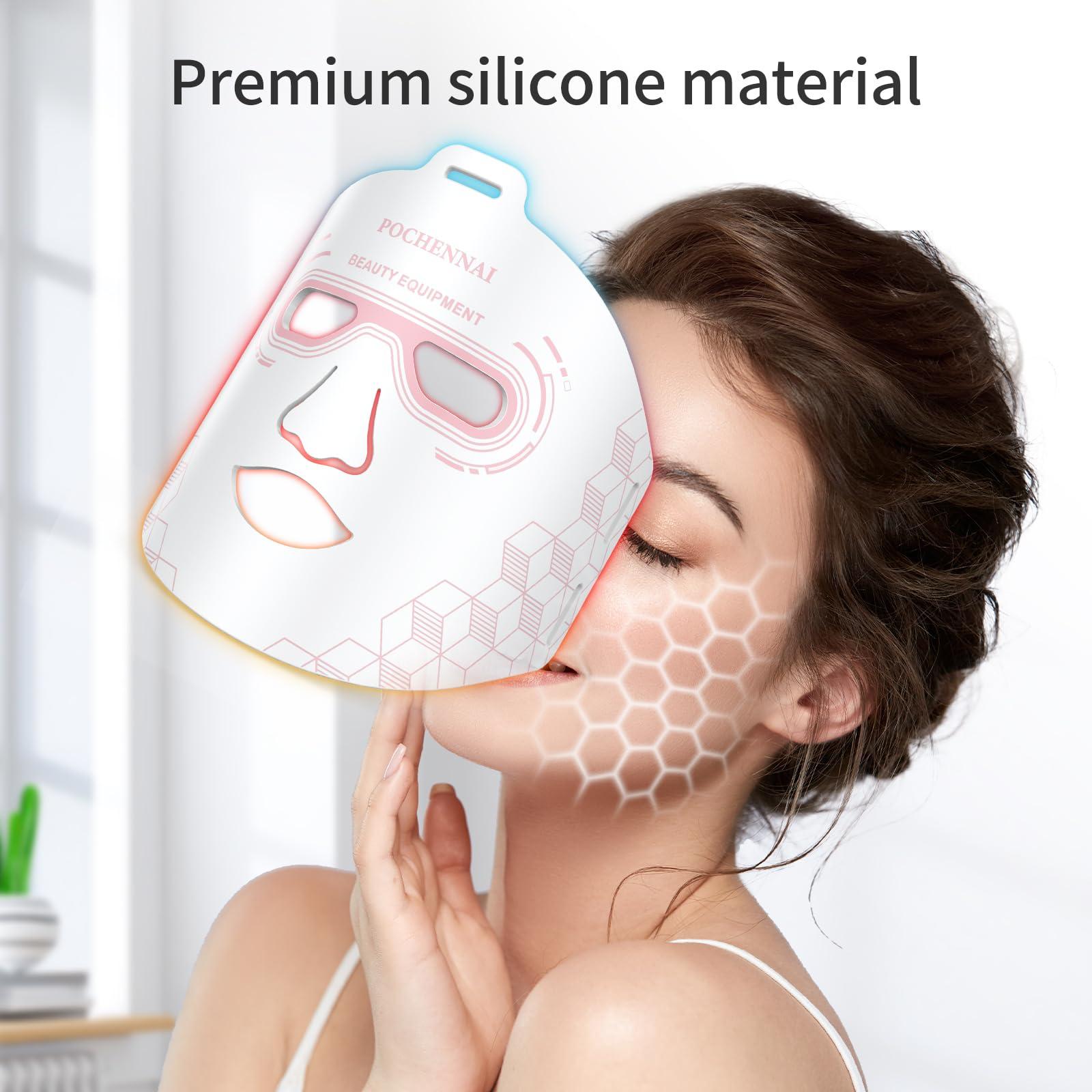 POCHENNAI POCHENNAI Infrared Red Light Therapy Mask, Led Face Mask Light Therapy, Red Light Therapy For Face, At Home Led Mask Therapy Facial, Portable Red Light Therapy for Face, Facial Led Mask Skin(White)