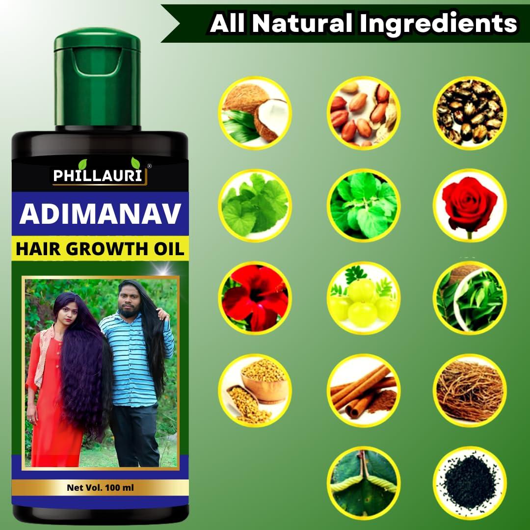 Phillauri Phillauri Adivasi Hair Oil | hair oil for dandruff control | hair oil for hair growth | for hair fall Control | with Rosemary Oil, Castor Oil, Argan Oil, Raw Batana Oil (Pack Of 5)