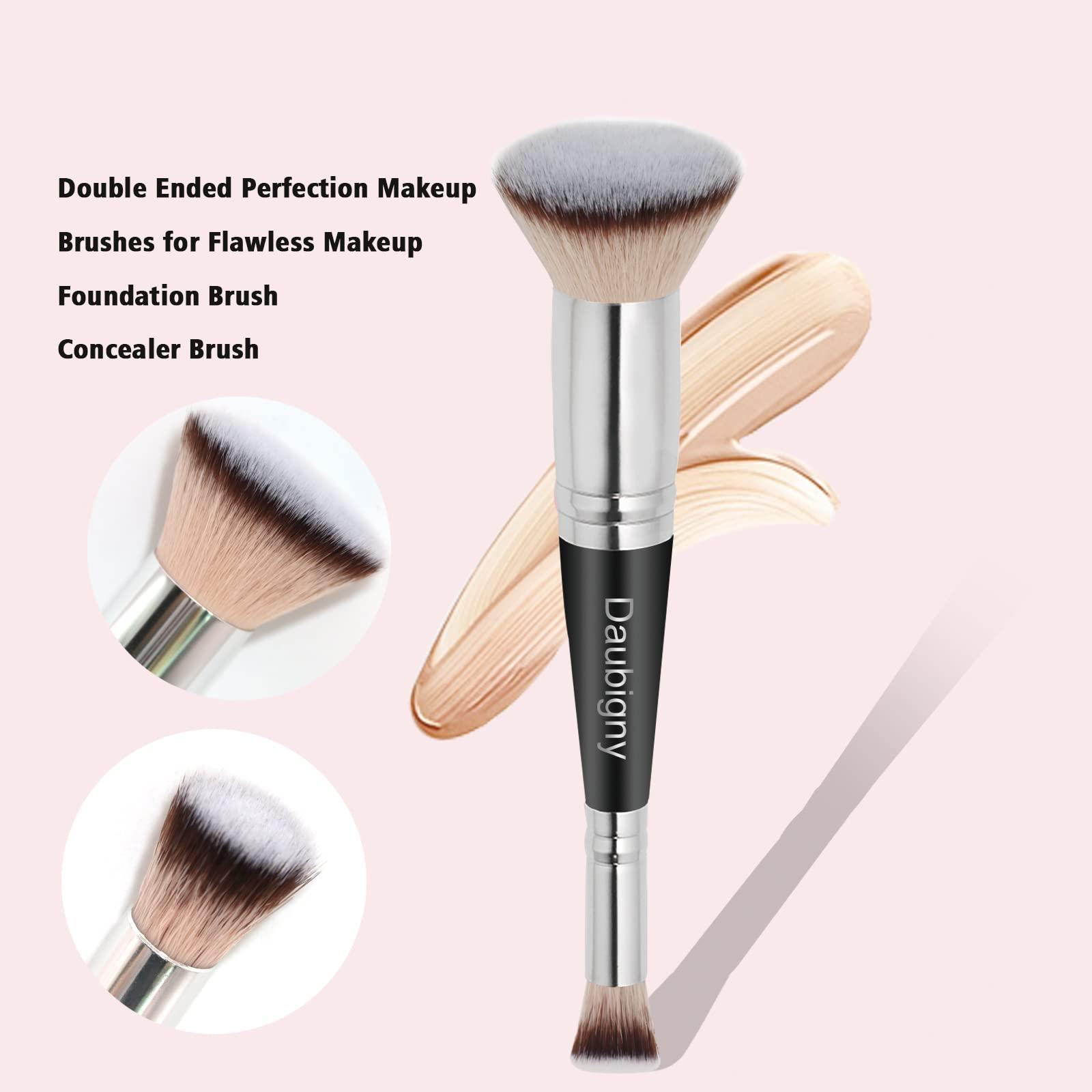 Daubigny Daubigny Makeup Brushes Dual-ended Pro Foundation Brush Concealer Brush Perfect for Any Look Premium Hair Flat Top Flawless Brush Ideal for Liquid, Cream, Powder,Blending, Buffing,Concealer