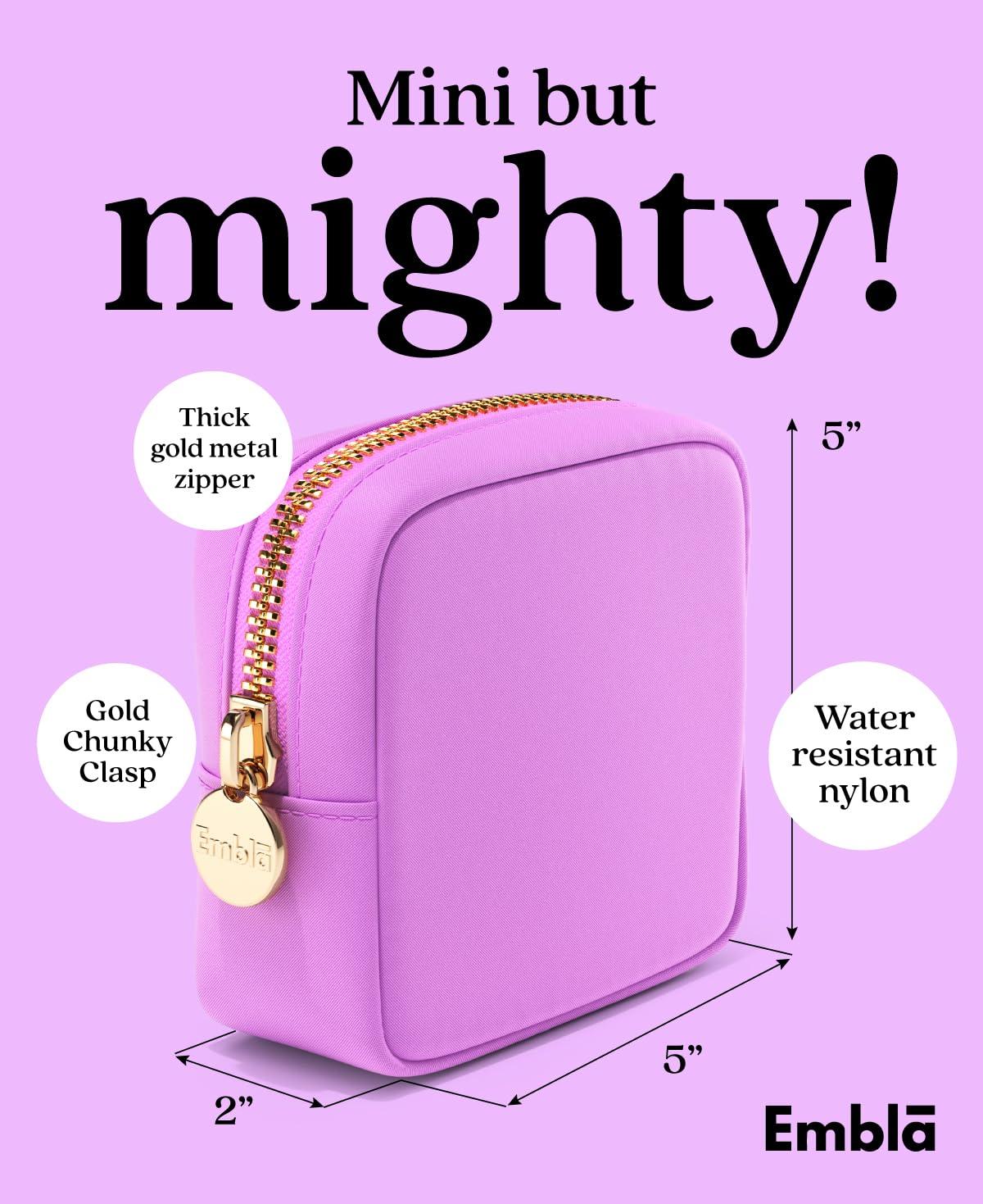 Embla Embla Makeup Bag Travel Cosmetics Pouch and Toiletry Bag, Nylon Zipper Pouch Purse, Cute Make Up Organizer Storage Tote for Women Girls, Waterproof Travel Skincare Case, Small Makeup Bags, Plum