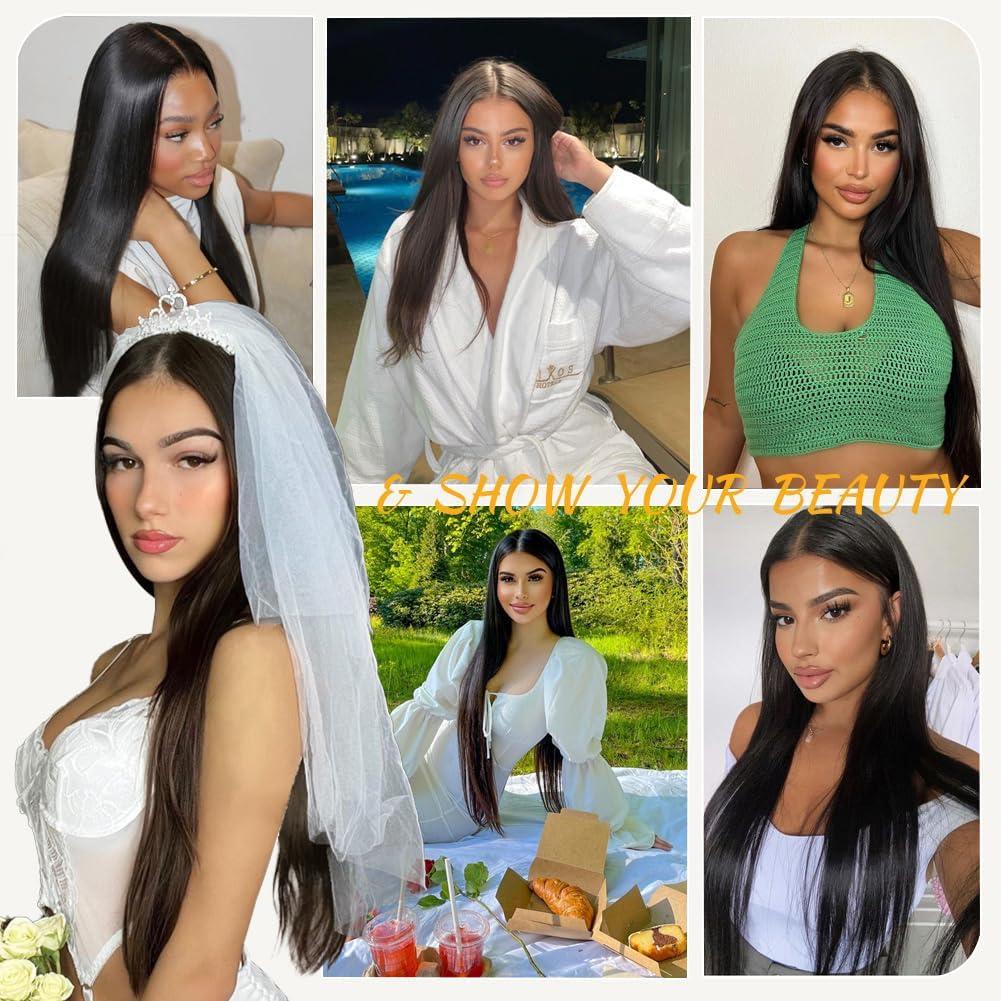 THTOIR THTOIR Wear and Go Glueless Wigs Human Hair Pre Plucked Pre Cut 5x5 HD Lace Front Wigs Human Hair 200% Straight Human Hair Lace Front Wigs for Women 22inch