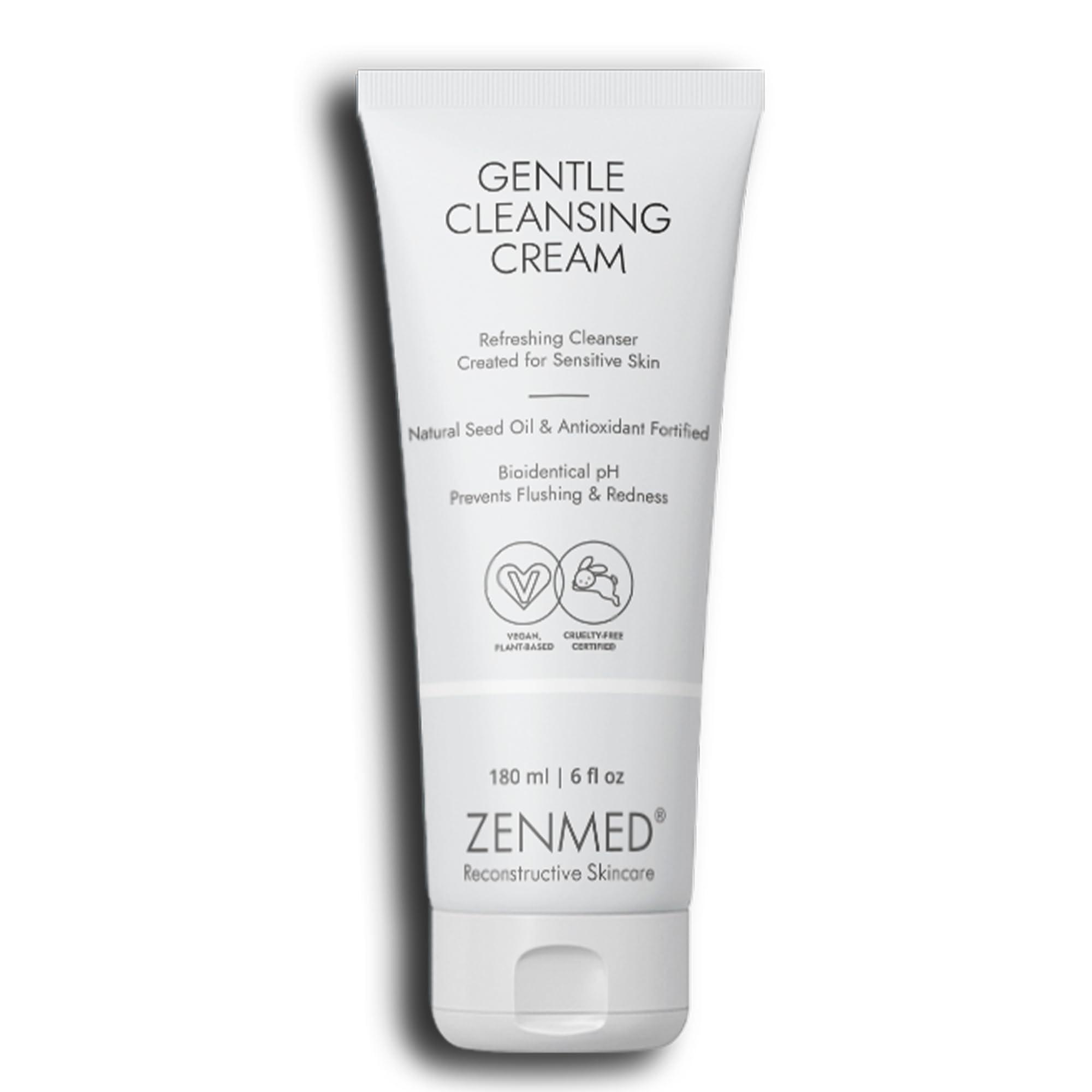 ZENMED ZENMED Gentle Cleansing Cream - 6 oz. 100% Vegetarian Natural See Oil & Antioxidant Fortified Help Control Redness & Flushing pH 6.0 Soap-Free Will Not Over-Dry