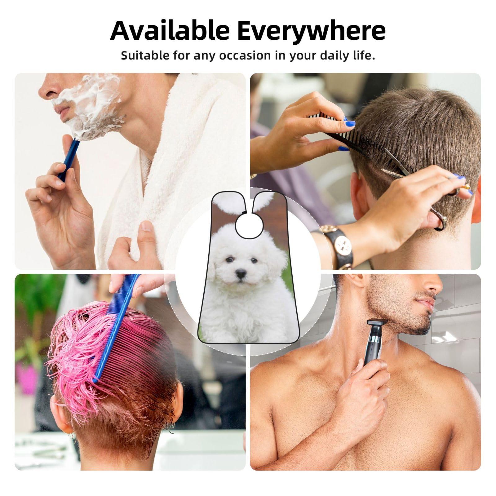 Xsovgoi Bichon Frise Dog Beard Bib Hair Catcher For Men Shaving,Men Beard Apron Gift For Fathers Day/Anniversary/Valentines Day/Christmas