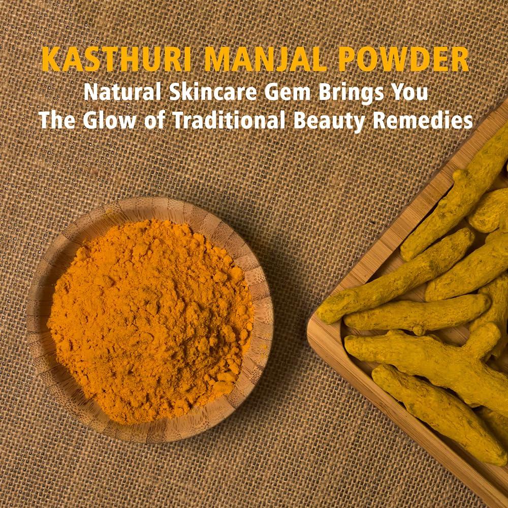 Hebhac Herbs Kasthuri Manjal Powder for Skin and Face Care| Wild Turmeric powder | Curcuma Aromatica | Helps Acne skin (7 oz)