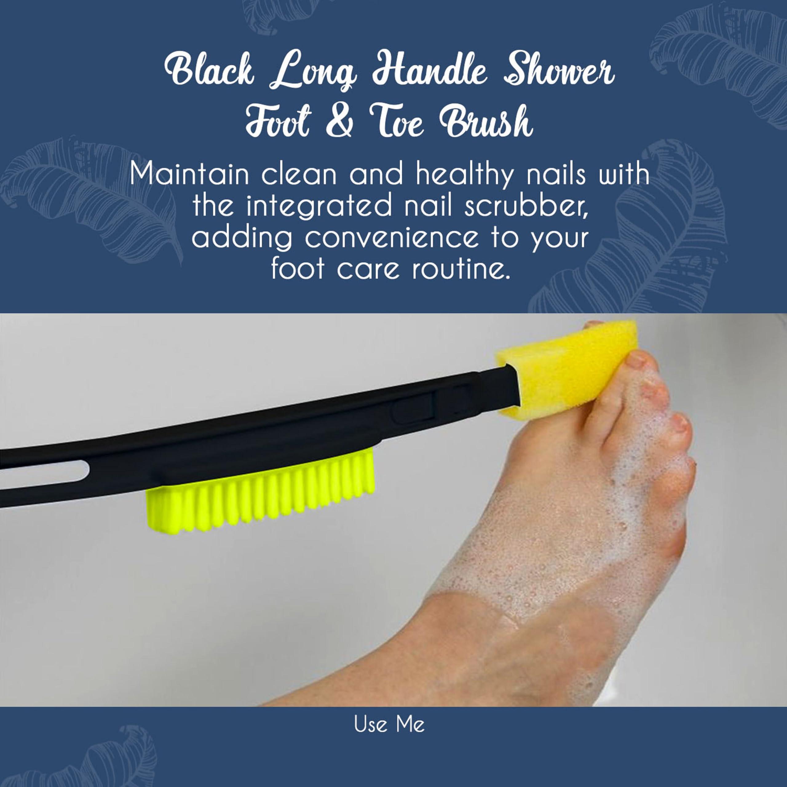 KJL Emporium KJL Emporium-Foot Brush with Long Handle for Shower-Toe Brush Cleaner and Scrubber with 4 Sponge Replacements-Foot Brush,Foot Scrubber Brush, Foot & Toe Brush with a Long Handle for Shower