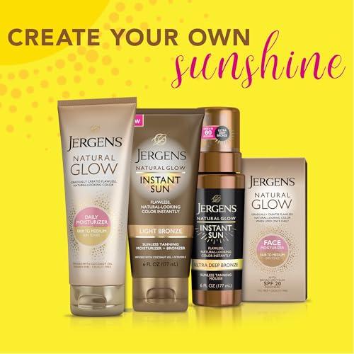 Jergens Jergens Natural Glow Instant Sun Bundle: Light Bronze Sunless Tanning Moisturizer + Bronzing Lotion 6oz Bottle and Applicator Mitt