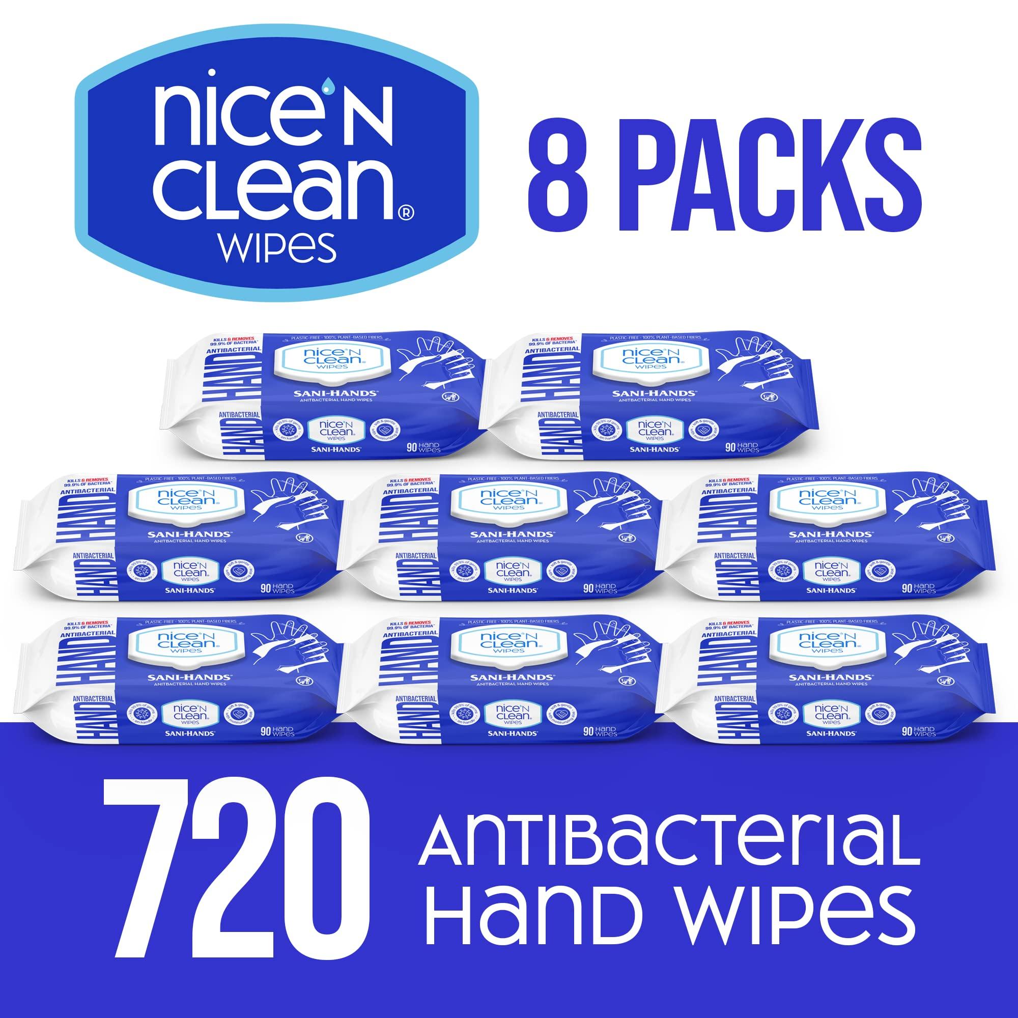 Nice 'N Clean Nice 'N CLEAN Sensitive Skin Wet Hand Wipes 90ct (8-Pack) | Infused with Aloe | Hypoallergenic Wipes More Effective than Gel