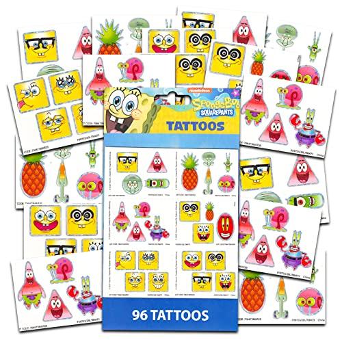 Viacom Spongebob Squarepants Temporary Tattoo Set for Kids - Spongebob Party Favors Bundle with 192 Temporary Tattoos For Goodie Bags Plus Bonus Spongebob Stickers (Spongebob Party Supplies)