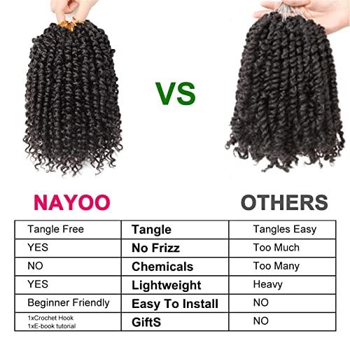 NAYOO Passion Twist Hair For Kids - 8 Packs 6 Inch Passion Twist Crochet Hair For Black Women, Crochet Pretwisted Curly Hair Passion Twists Synthetic Braiding Hair Extensions(6 Inch 8 Packs, 2)