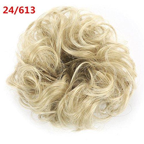 Aonmg Synthetic Fake Hair Bun hair buns Hair Piece For Women Elastic Scrunchie Hair Piece Bun Hair Tail Updo Afro Ponytail Accessory Pale Ash Blonde