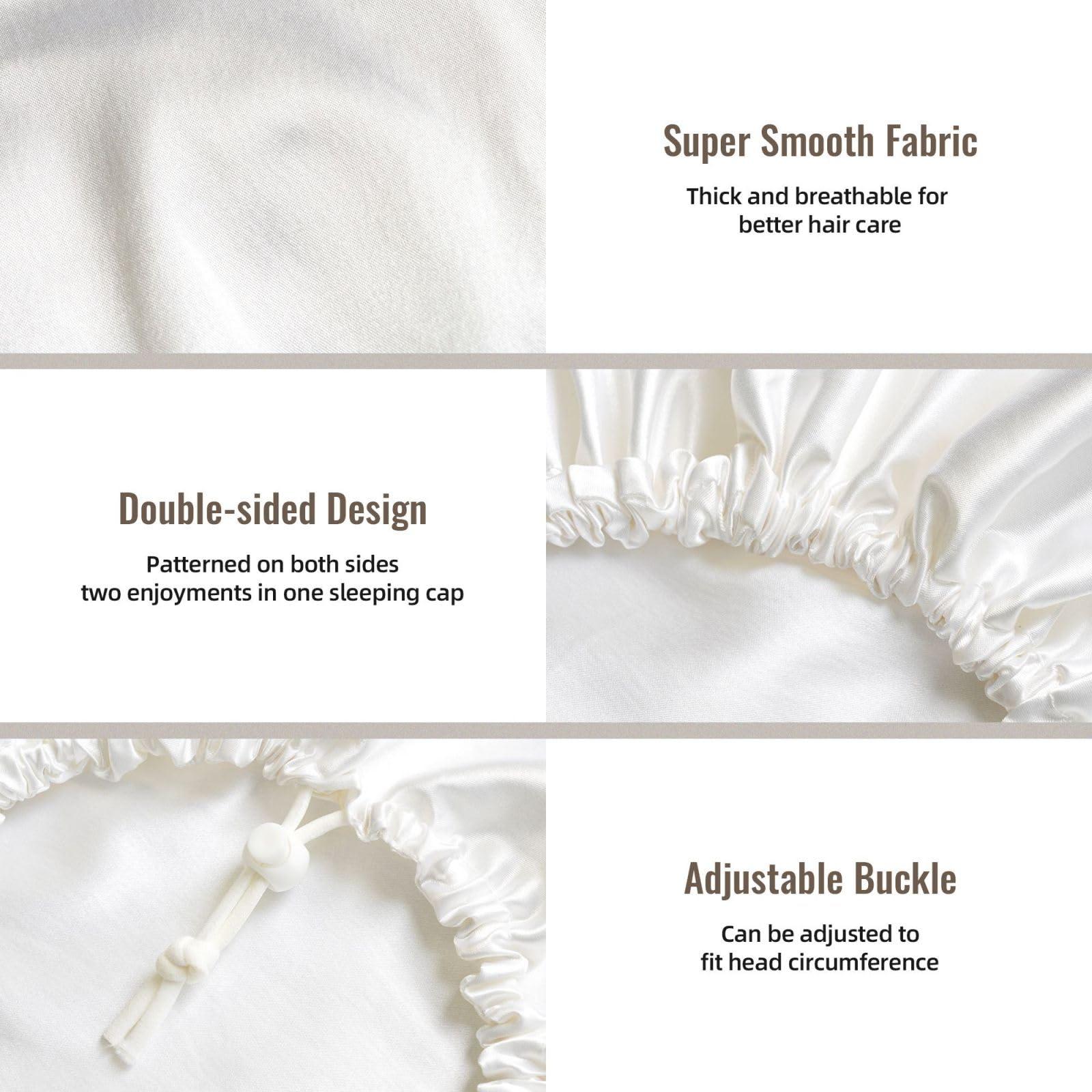 HGFVY Double Layer Reversible Hair Wrap Satin Sleep Egg Cup Noodle Ramen Cap Bonnet for Braid Curly Hair Satin Bonnet Black