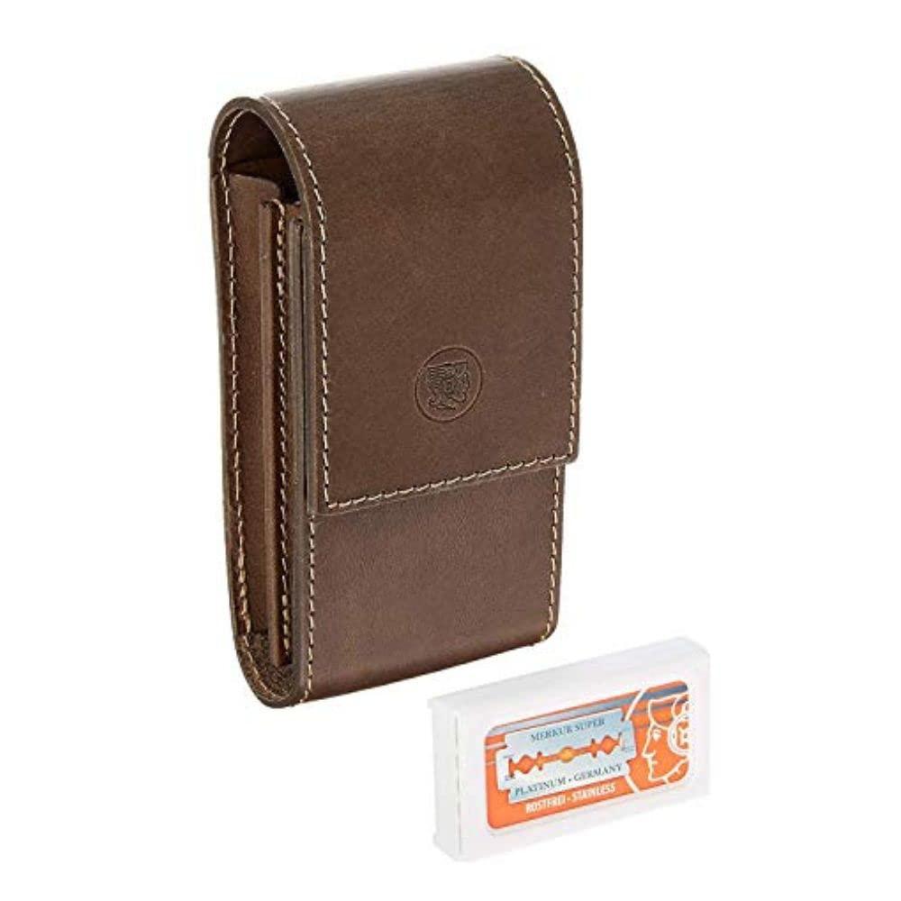 DOVO DOVO Razor And Manicure Set In Brown Leather Case
