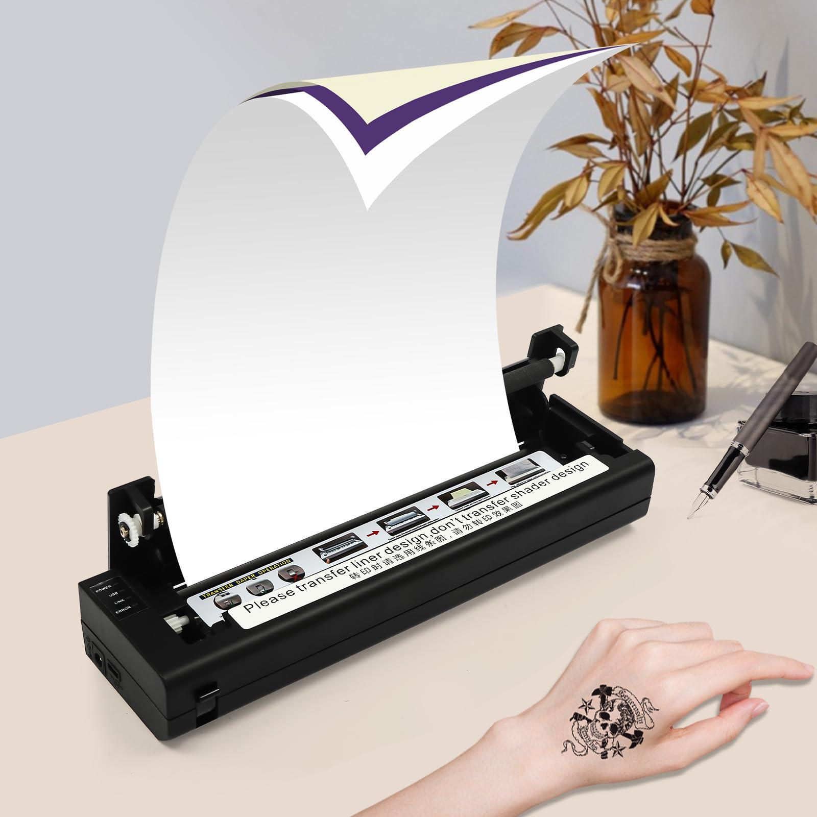 TFCFL Thermal Printer, Portable Printer, Tattoo Transfer Stencil Machine Professional Protable Thermal for Tattooing Compatible with Smartphone & PC for Tattoo Artists