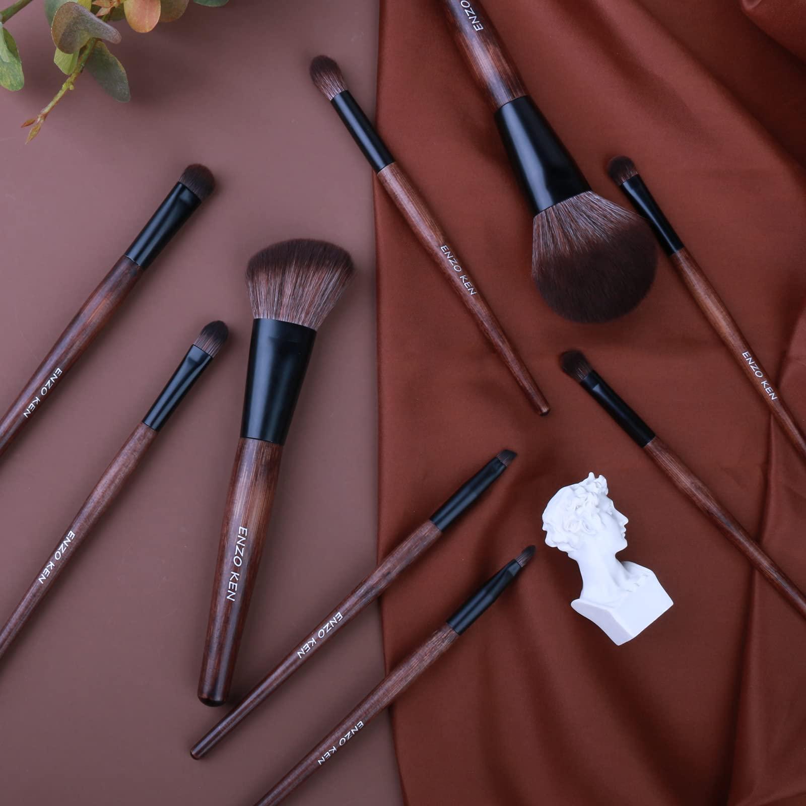 JMKJMJP JMKJMJP Natural Goat Hair Makeup Brush Set with Case, Luxury Cosmetic Brushes Makeup Set, Natural Makeup Brushes, Natural Bristle Makeup Brushes(Full Brush Set,Sable Hair Bamboo 9pcs)