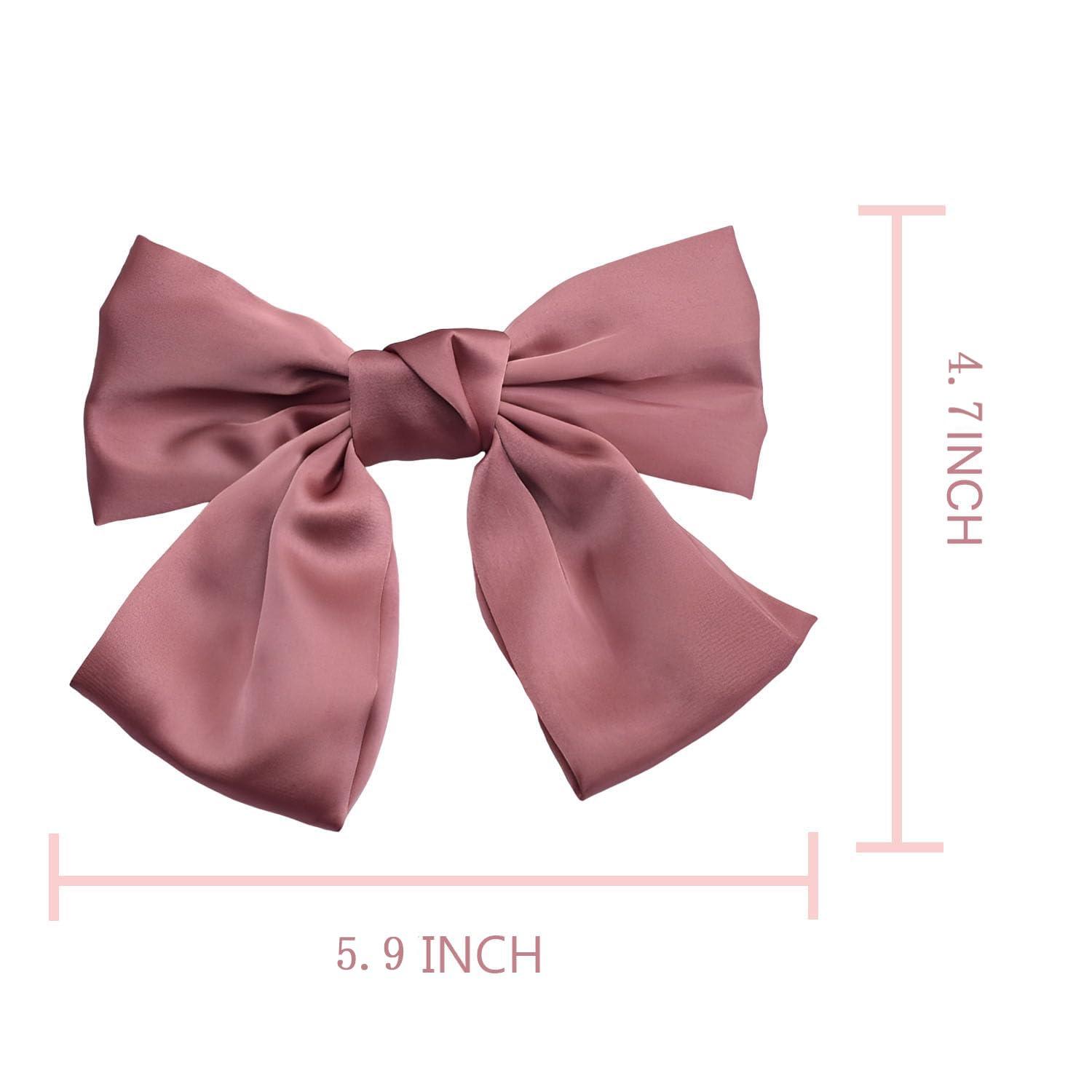 SEVENHEAD SEVENHEAD Bow Hair Clips Black Duckbilled Clip 1 Pack Barrettes Large Big Oversized Knot Bowknot Satin French Barrettes Snap Hair Clips Ponytail Holders Accessories for Women Girls Teens