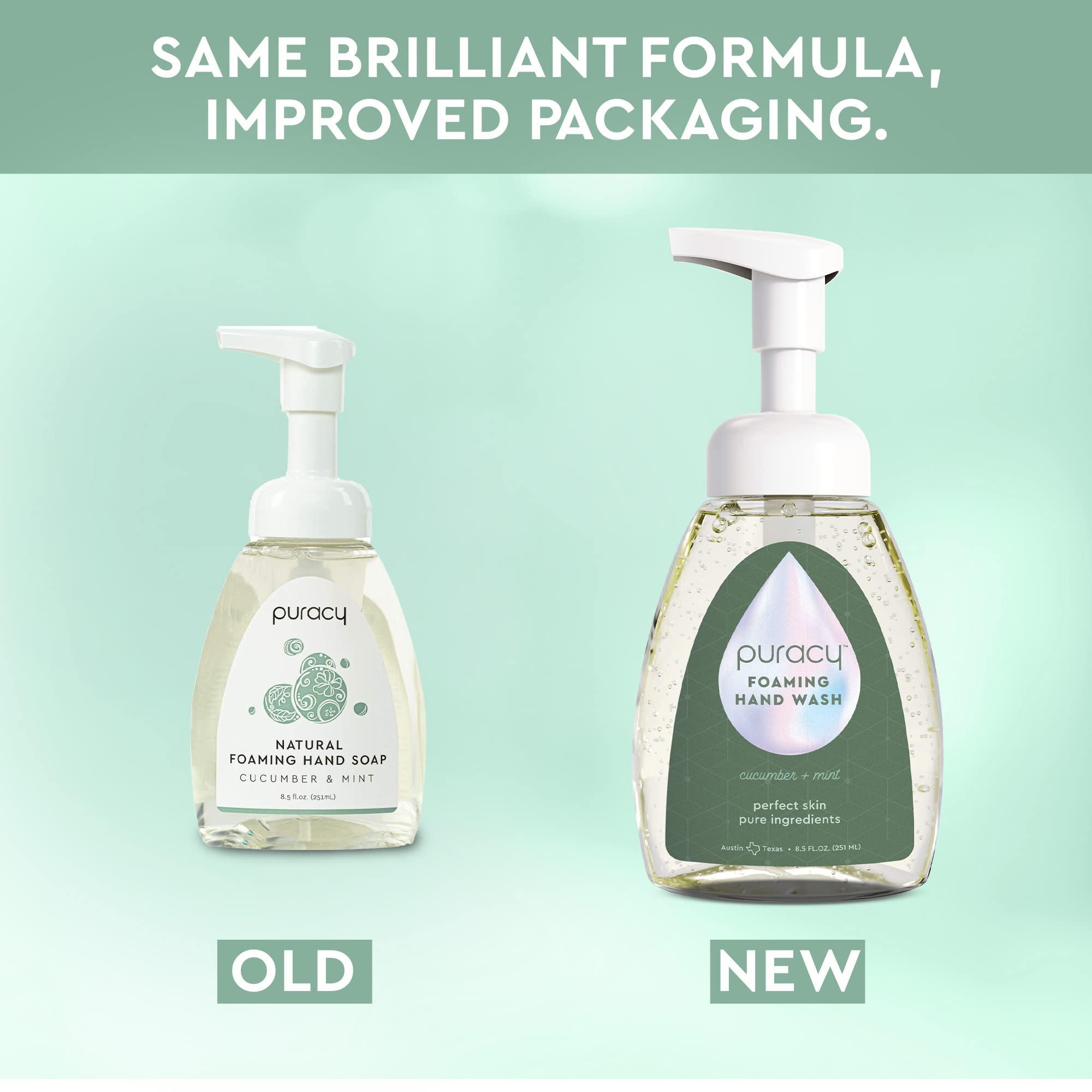 Puracy Puracy Foaming Hand Soap - Plant-Powered Natural Hand Soap As Seen on TikTok, Non-Toxic, Sulfate-Free Liquid Soap, Moisturizing Foam Handwash Liquid (Cucumber & Mint, 12 fl oz, 3-Pack)