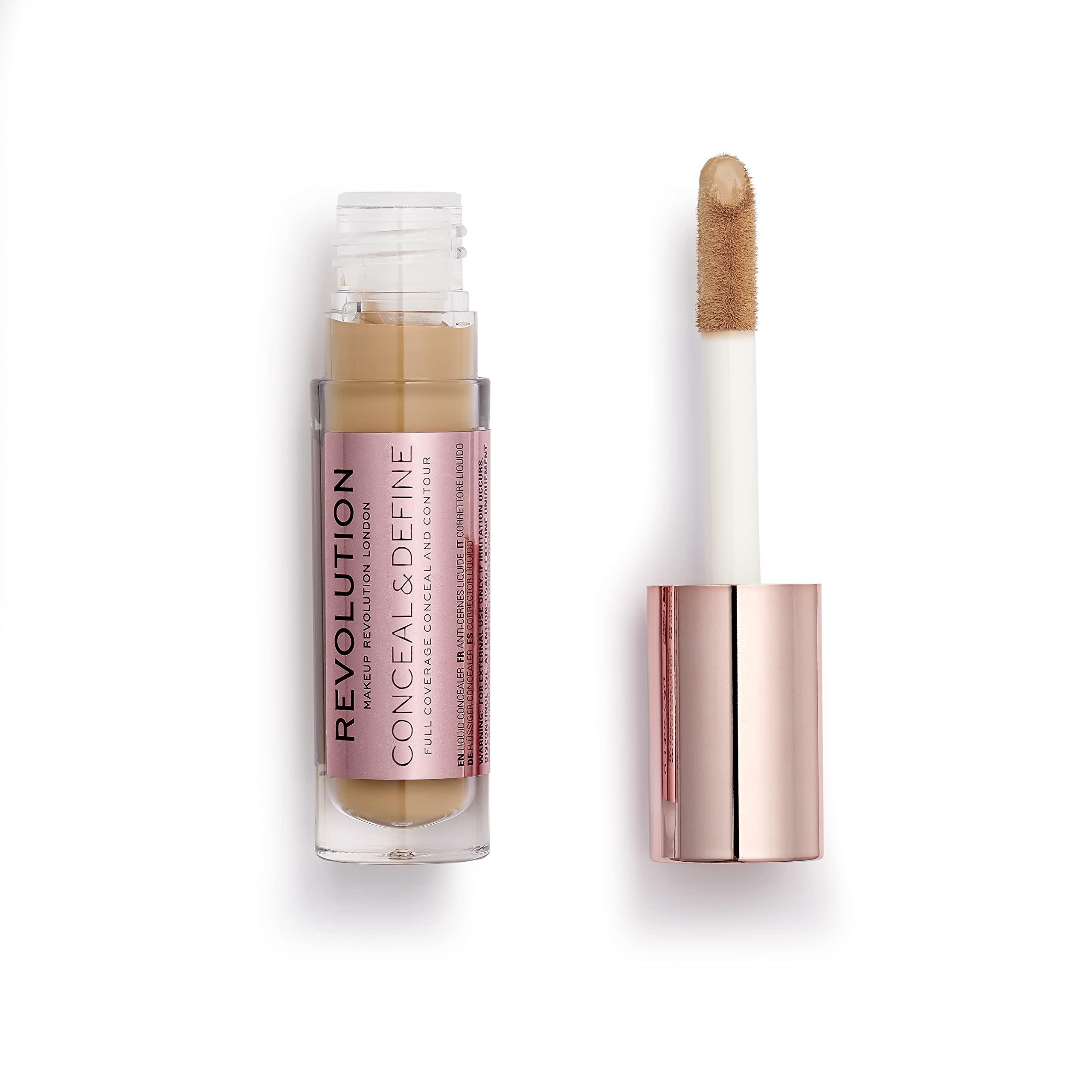 Makeup Revolution Revolution, Conceal & Define Concealer, Full Coverage & Lightweight, Long-Lasting Matte Finish, Vegan & Cruelty Free, C12 Medium or Tan Skin Tones, 0.14 oz