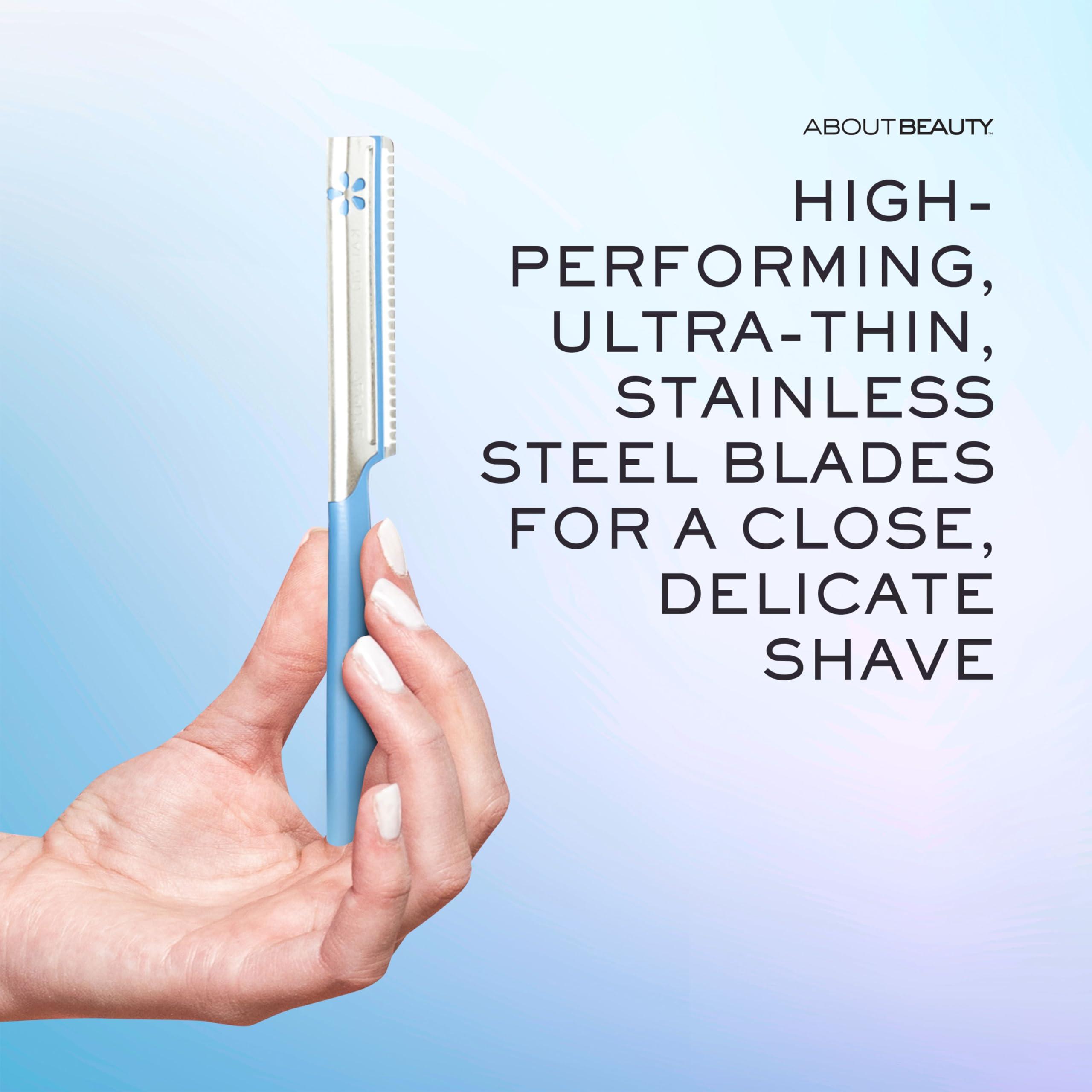 About Face About Face Pro-Premium Facial Razors - 3 Beauty Groomers for Hair Removal, Ideal for Shaving, Exfoliating, Dermaplaning and Brow Shaping, Japanese Stainless Steel Gently Removes Facial Hair