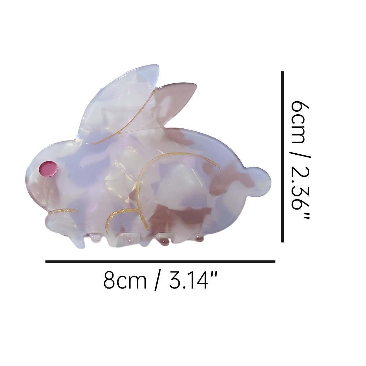 OMG Decor Cute Bunny Hair Clip,Acetate Hair Claw,Small Hair Clips for Women,Brown