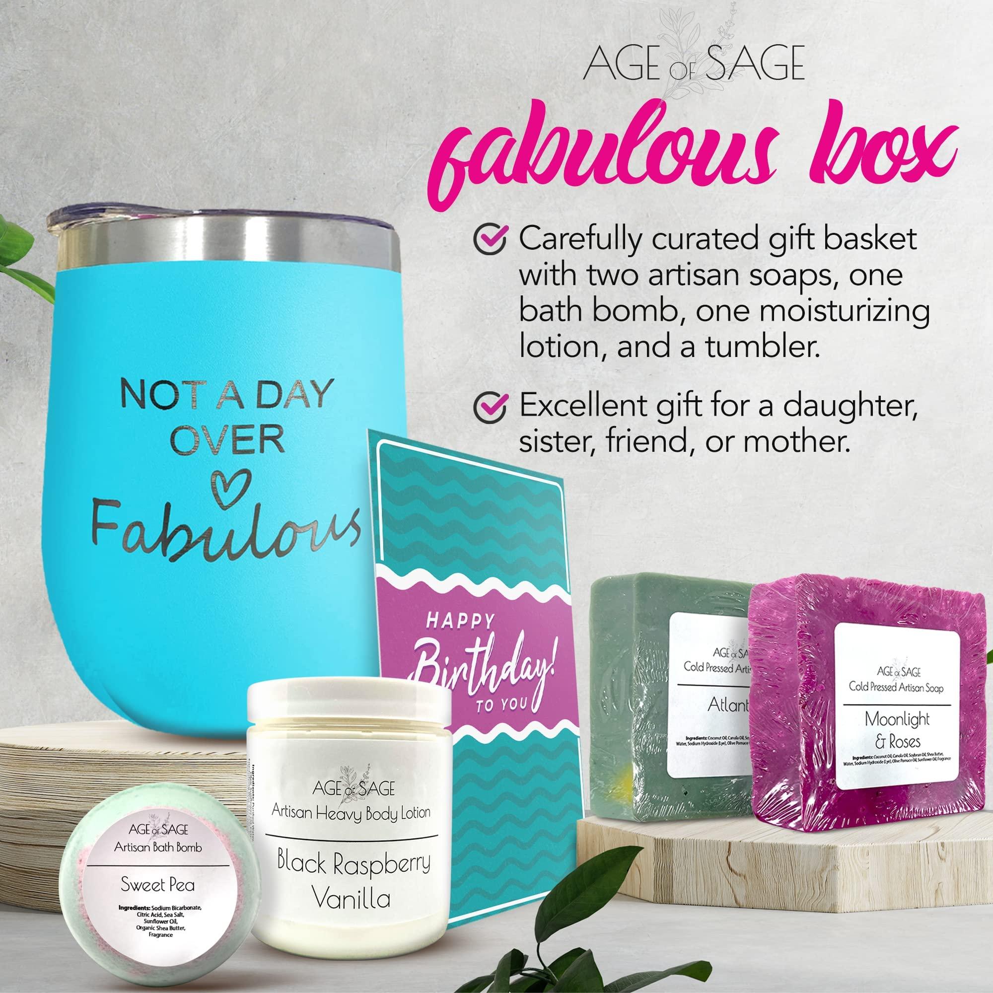 Age of Sage Fabulous Spa Gift Basket for Women - Self Care Basket, Relaxation, Pampering Gift for Girlfriend, Wife, Mom, Sister, Friends - Birthday Bundles, Mothers Day, Anniversary, Valentines Day Gift for Her