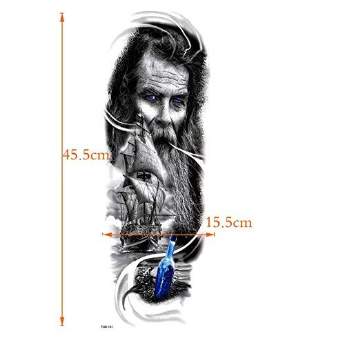 TTHUONG THATHU Black Pearl Sailboat Full Arm Waterproof Temporary Tattoos Men Glitter Tattoo Sleeves Temporary Tatoo Tattoo Stickers