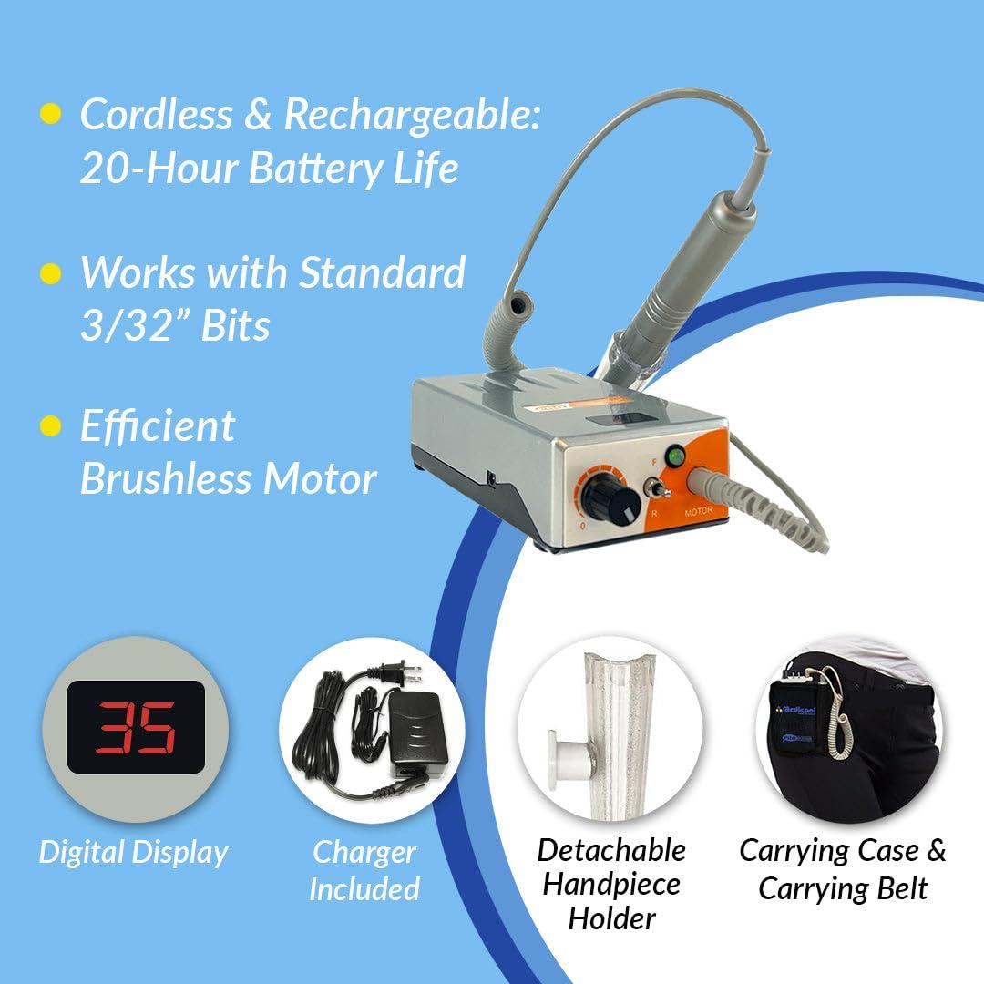 Medicool Medicool Pro Power 35K Portable Professional and Rechargeable Manicure and Pedicure Cordless Nail Drill File | PROPRT-35