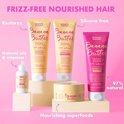 Umberto Giannini Umberto Giannini Banana Butter Nourishing Superfood Shampoo & Conditioner Set, Vegan & Cruelty Free Moisturising Formula for Dry, Textured or Frizzy Hair