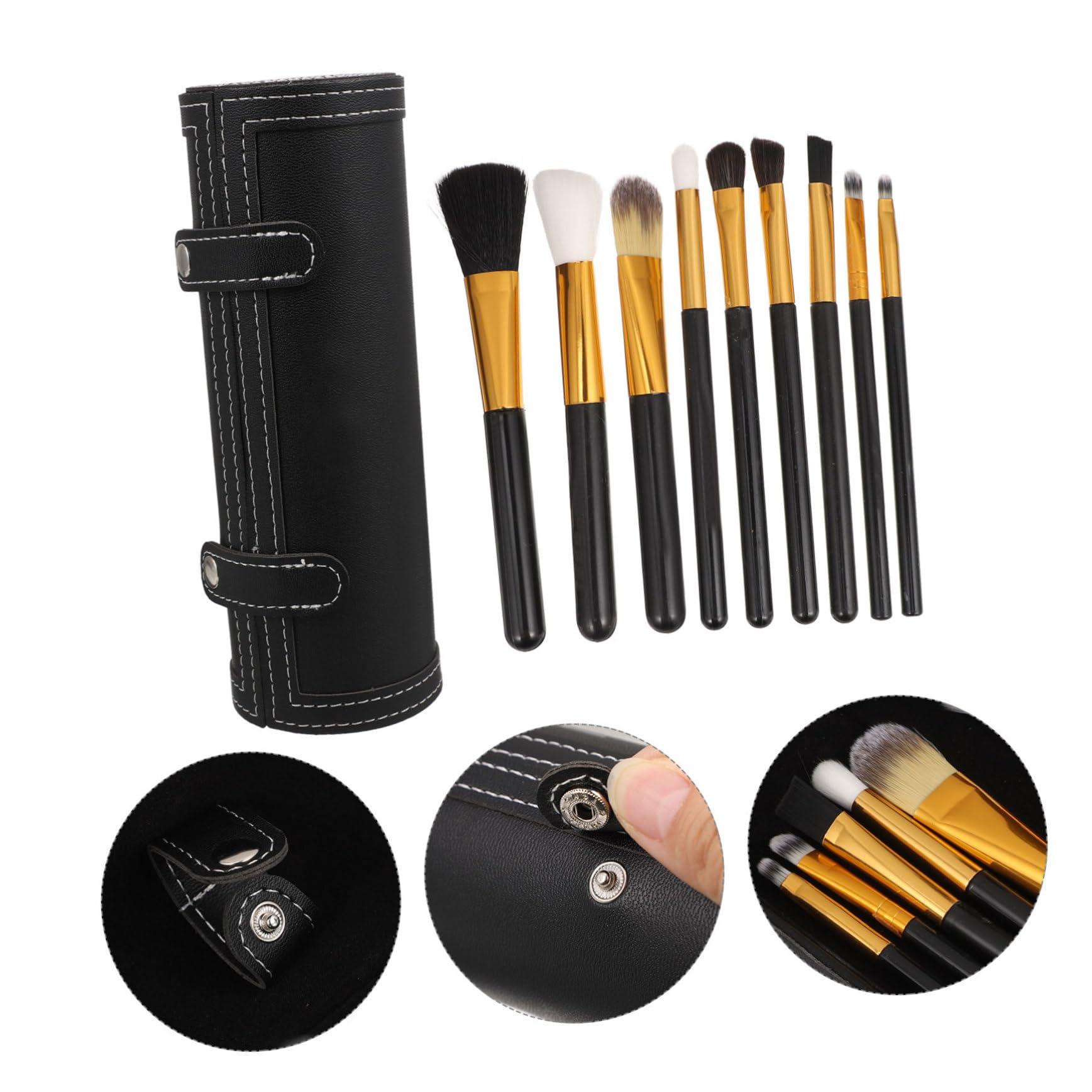 HEALLILY Makeup Storage Organizer Box Makeup Brush Rolling Case Makeup Brush Bag Holder Cosmetic Bag Organizer Travel Portable Cosmetics Case Black Travel Toiletry Bag