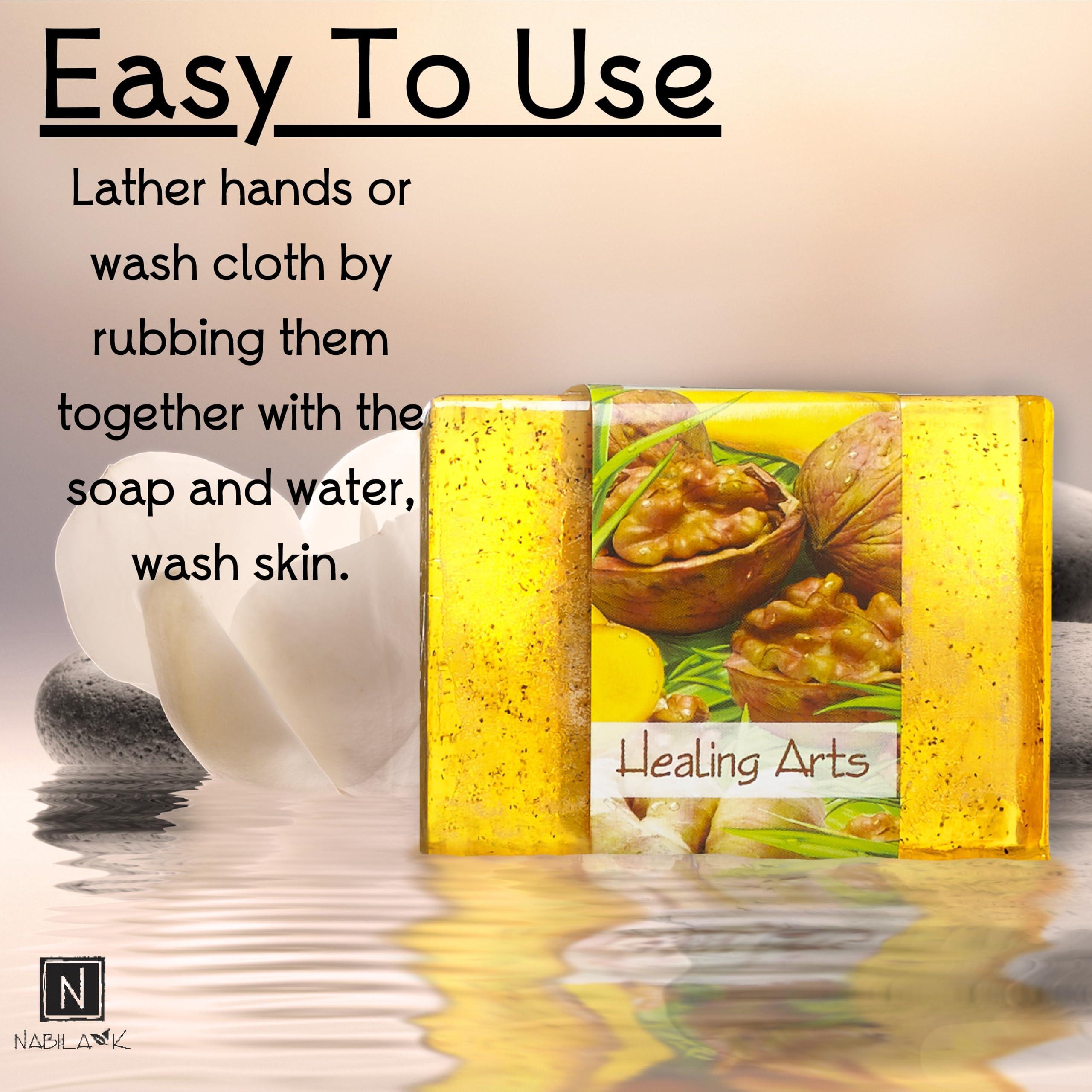 Nabila K Glycerin Bar Soap Healing Arts Scent - Natural, Vegan-Friendly, Hypoallergenic - Moisturizing and Hydrating with 100% Vegetable Glycerin - Sulfate-Free, Paraben-Free, Chemical-Free - 4.5 oz