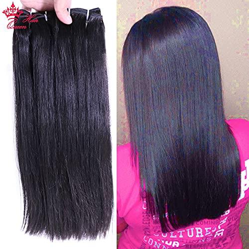 Queen Hair Queen Hair Products Double Drawn Virgin Human Hair Bundles With Frontal Brazilian Bone Straight Hair Extensions 13x4 Lace Frontal With Bundles (12 14 16 frontal 10)