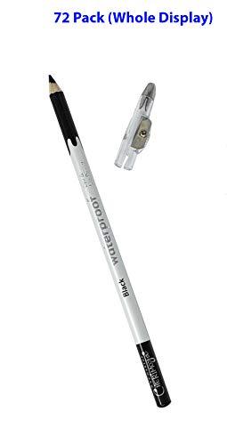 Cherimoya (72 Pack) MAX Makeup Cherimoya Waterproof Long Lasting Eye and Lip Pencil With Sharpener Cap (Black)
