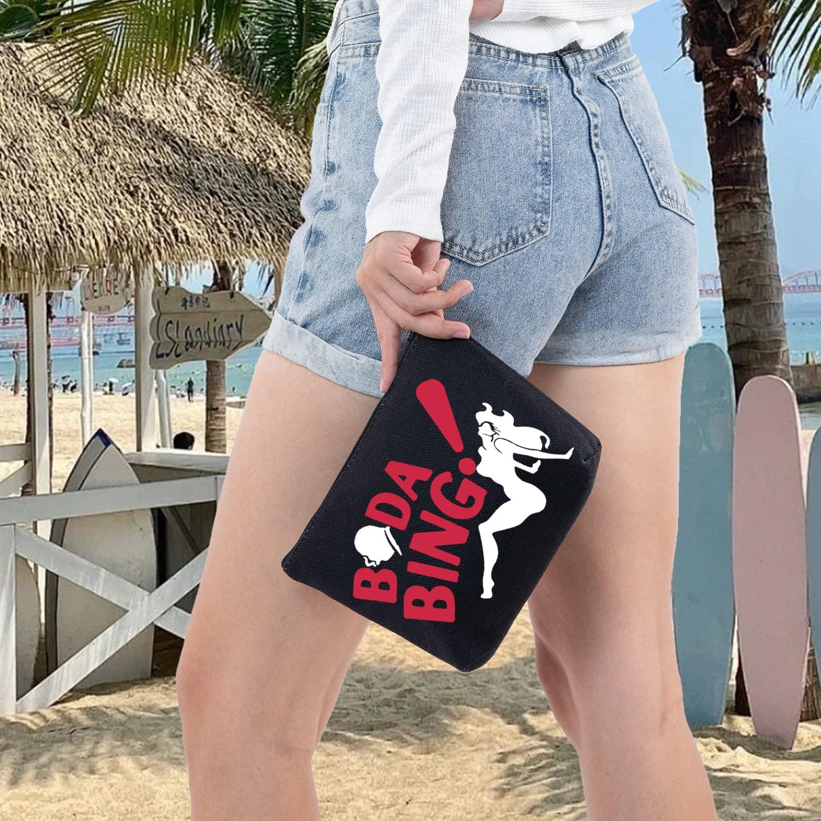 LEVLO LEVLO Sopranos TV Show Cosmetic Make Up Bag Tony and Carmela FansGift Bada Bing Sopranos Makeup Zipper Pouch Bag For Friend Family (Bada Bing Black)