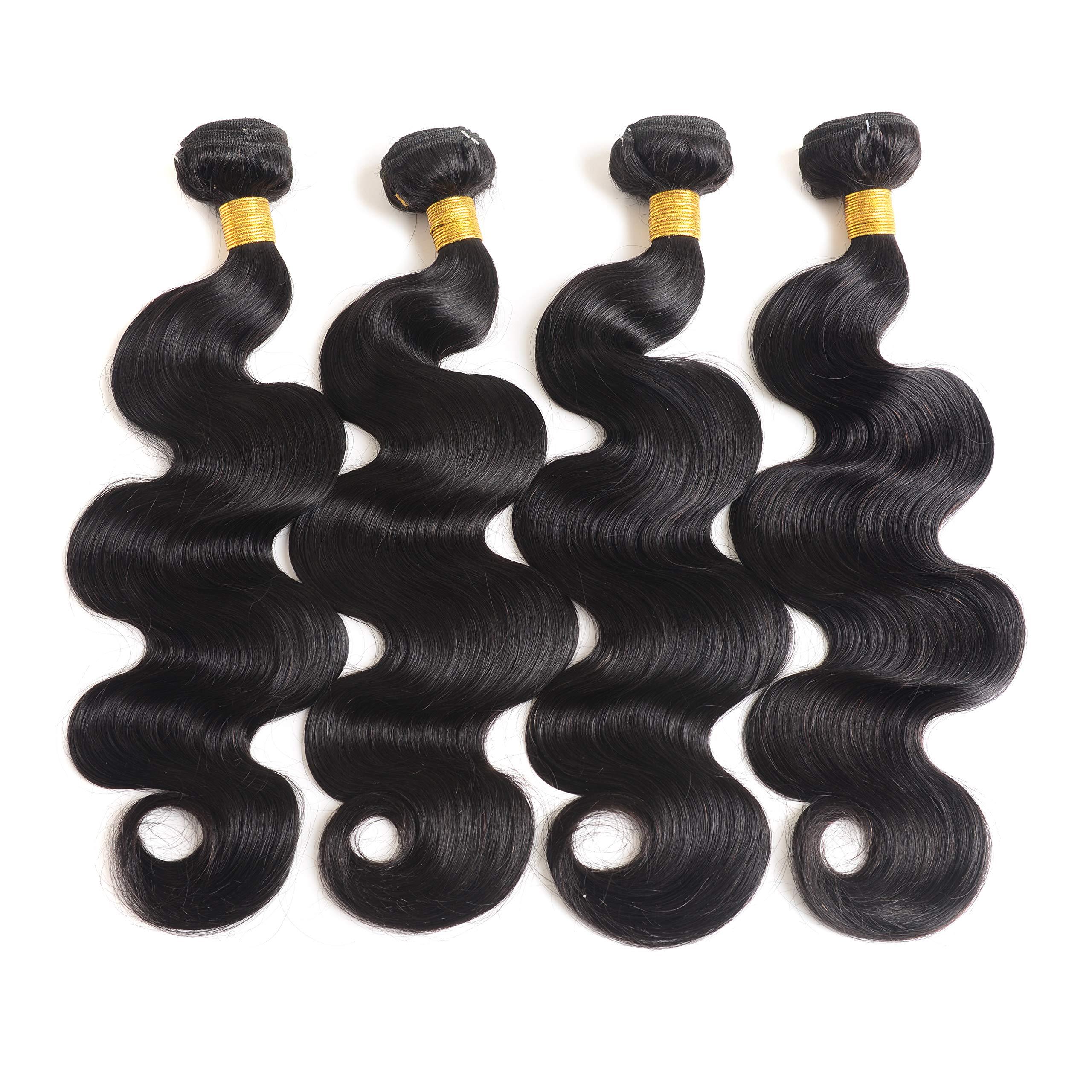 AIMAKER 12A Brazilian Body Wave Human Hair 4 Bundles 18 20 22 24Inch 100% Unprocessed Brazilian Virgin Human Hair Weave Bundles Body Wave Hair Extensions Natural Color
