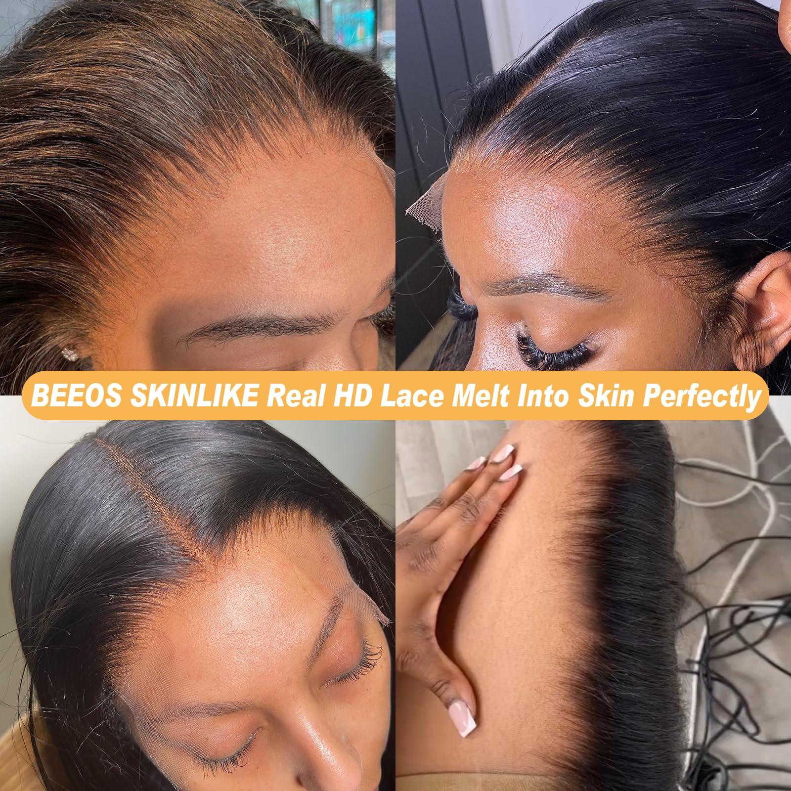 BEEOS BEEOS HD Lace Closure Wig 180% Desnity 5x5 SKINLIKE Real HD Lace Human Hair Body Wave Wig Pre-plucked Vivid Clean Hairline Bleached Knots Natural Color 30 Inch