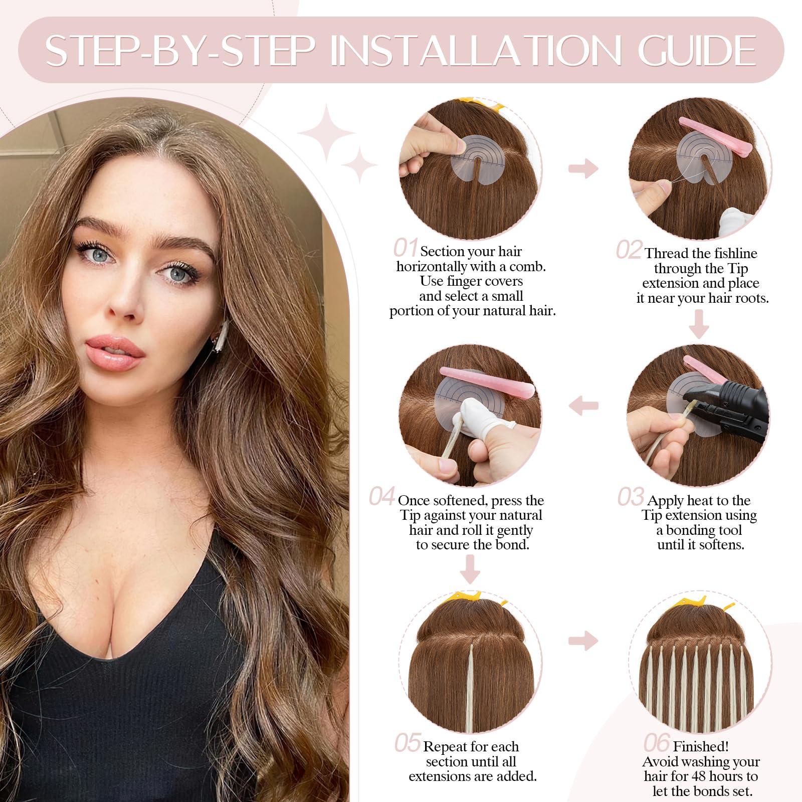 SEGO SEGO U Tip Hair Extensions Human Hair, Keratin Bonded & Loop Hair Extensions, K Tip Hot Fusion for Silky Straight Highlights, 1g per Strand, 50 Strands/50g, 18\" Ash Blonde Mix Bleach Blonde