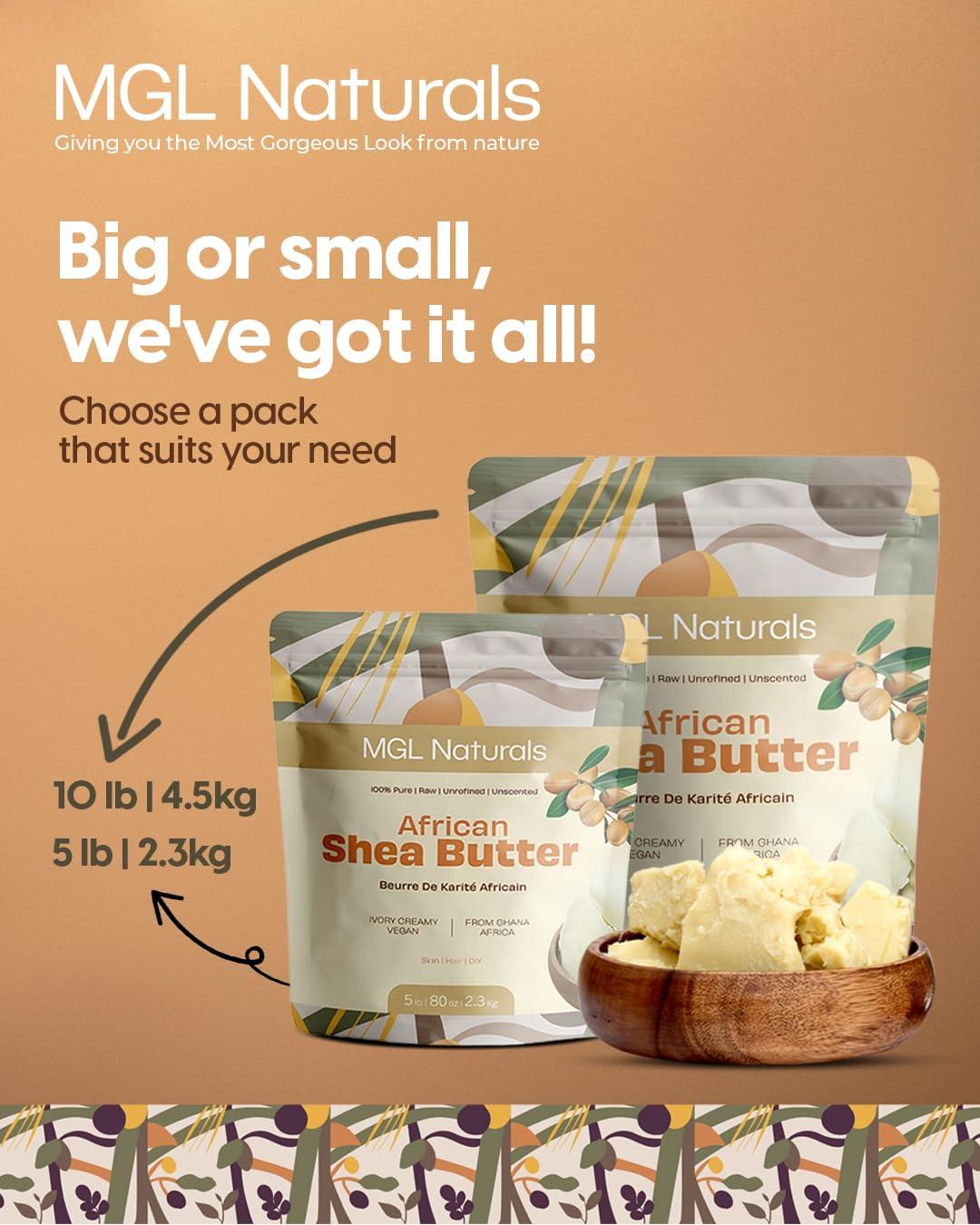 MGL Naturals MGL Naturals Raw African Shea Butter Ivory 5 lb bulk, 100% Pure, Raw and Unrefined. Nourish and moisturize. Use alone or DIY recipes. From Ghana, Africa. (5 lb)