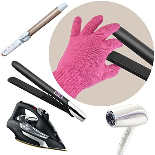 FOHOLA FOHOLA 1 Pc Professional Heat Resistant Gloves for Hair Styling, Heat Proof Gloves, Heat Protection Gloves for Curling Wand (Pink) (1, M)