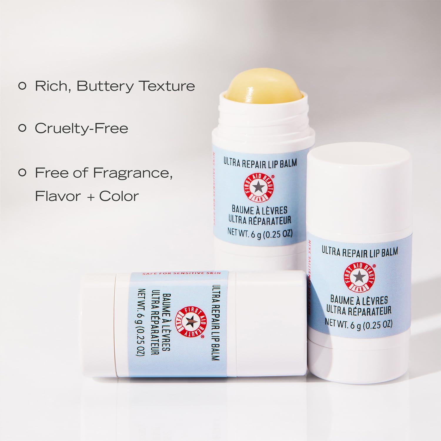 First Aid Beauty First Aid Beauty - Ultra Repair Lip Balm, Instant Hydration and Moisture for Soft, Supple & Plump Lips, Concentrated Formula of Botanical Oils, Butters & Waxes, Cruelty Free, 0.25 oz