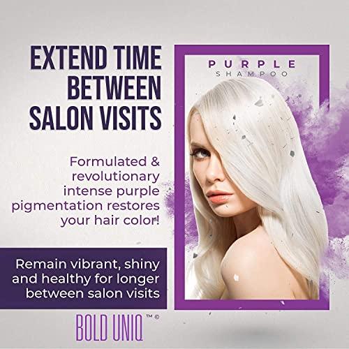 BOLD UNIQ BOLD UNIQ Heat Protectant Spray for Hair & Purple Shampoo Bundle. Thermal Protector up to 450ºF. Eliminates Brassy tones from Blonde, Platinum, Ash, Silver & Gray Hair. Sulfate-Free