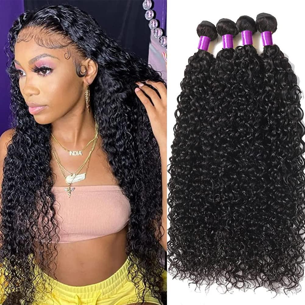 Luduna Water Curly Bundles Human Hair Water Wave Bundles 100% Unprocessed Virgin Remy Human Hair Bundles Wet and Wavy 3 Bundles for Black Women Natural Color