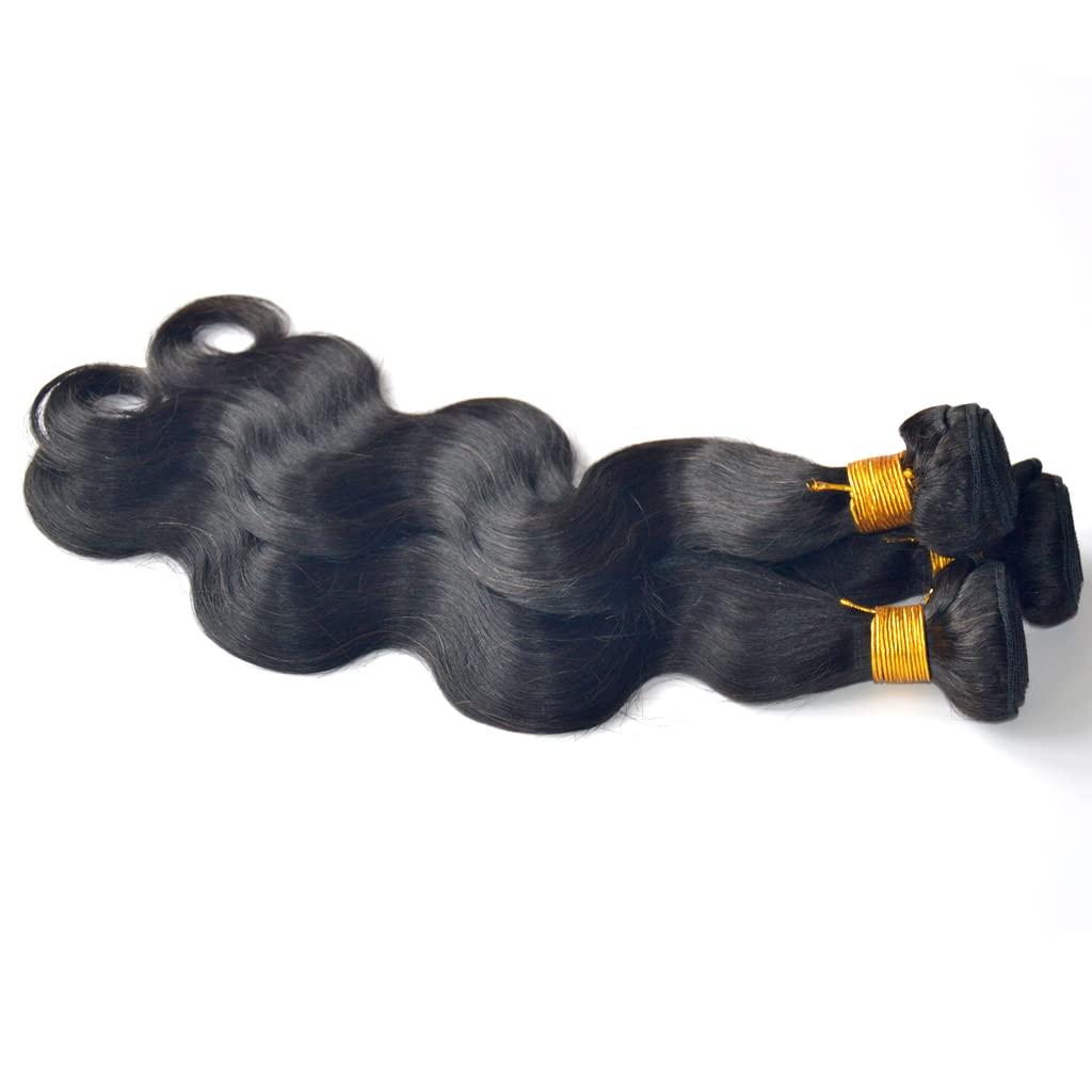 GREEMEO GREEMEO Brazilian Wavy Hair 3 Bundles Black Remy Human Hair Extensions Machine Weft Brazilian Virgin Hair Body Wave 3 Pack 300 Grams (22 24 24 Inches)