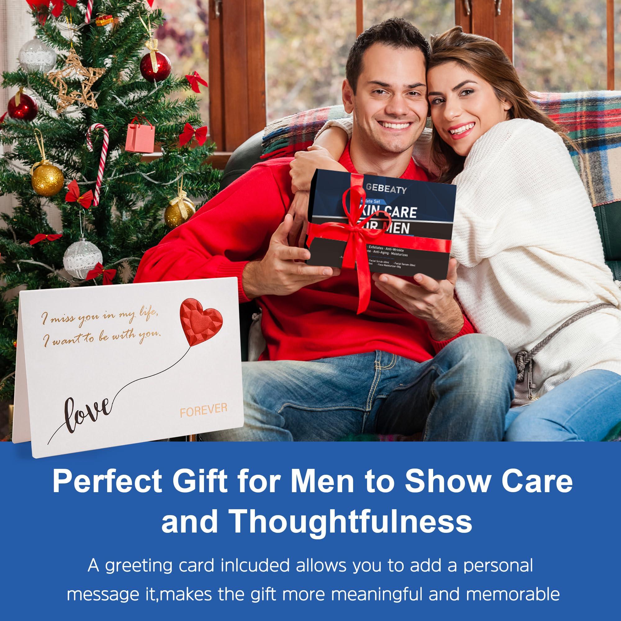 GEBEATY Mens Skin Care Kit,Deep Hydrate,Moisturize,Firm Skin,Gentle Men's Skincare Set,Facial Skin Care Routine Kit Men Christmas Valentines Day Gifts for Him Boyfriend Husband Fathers Dad