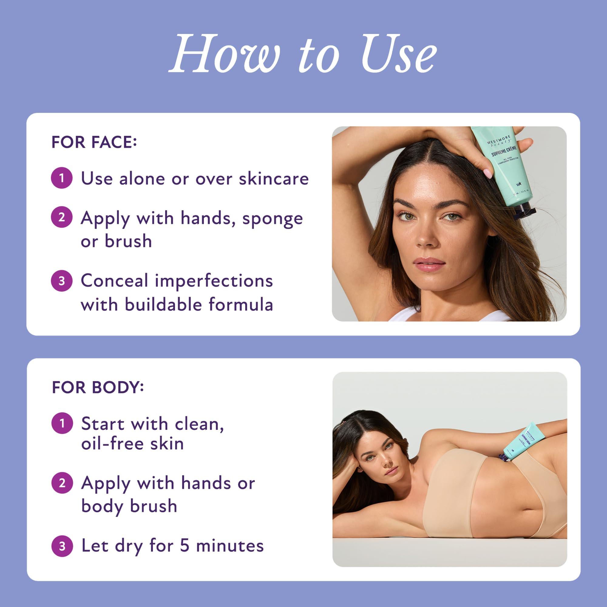 Westmore Beauty Westmore Beauty Supreme Creme All-Over Complexion Perfector  Long-Lasting CC Cream Foundation - Waterproof & Transfer-Resistant Skin Tint - 3.3 Oz (Medium)