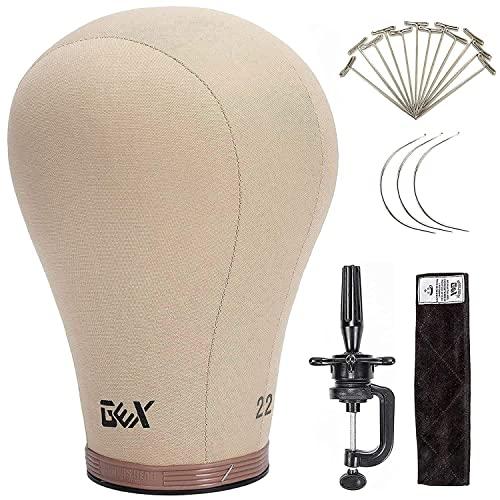 gexworldwide GEX Heavy Duty Mannequin Tripod + GEX Canvas Cork Wig Block Head Set Bundle