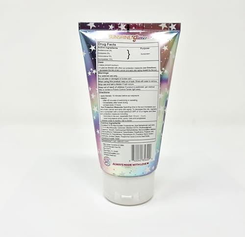 Sunshine & Glitter Seastar Sparkle - Cosmic Marshmallow Scented Glitter Sunscreen Lotion - SPF 50 - Biodegradable Sunscreen, Kids, Water Resistant, Glitter lotion, Cruelty Free, Kids Lotion, Made in USA, 3.4oz
