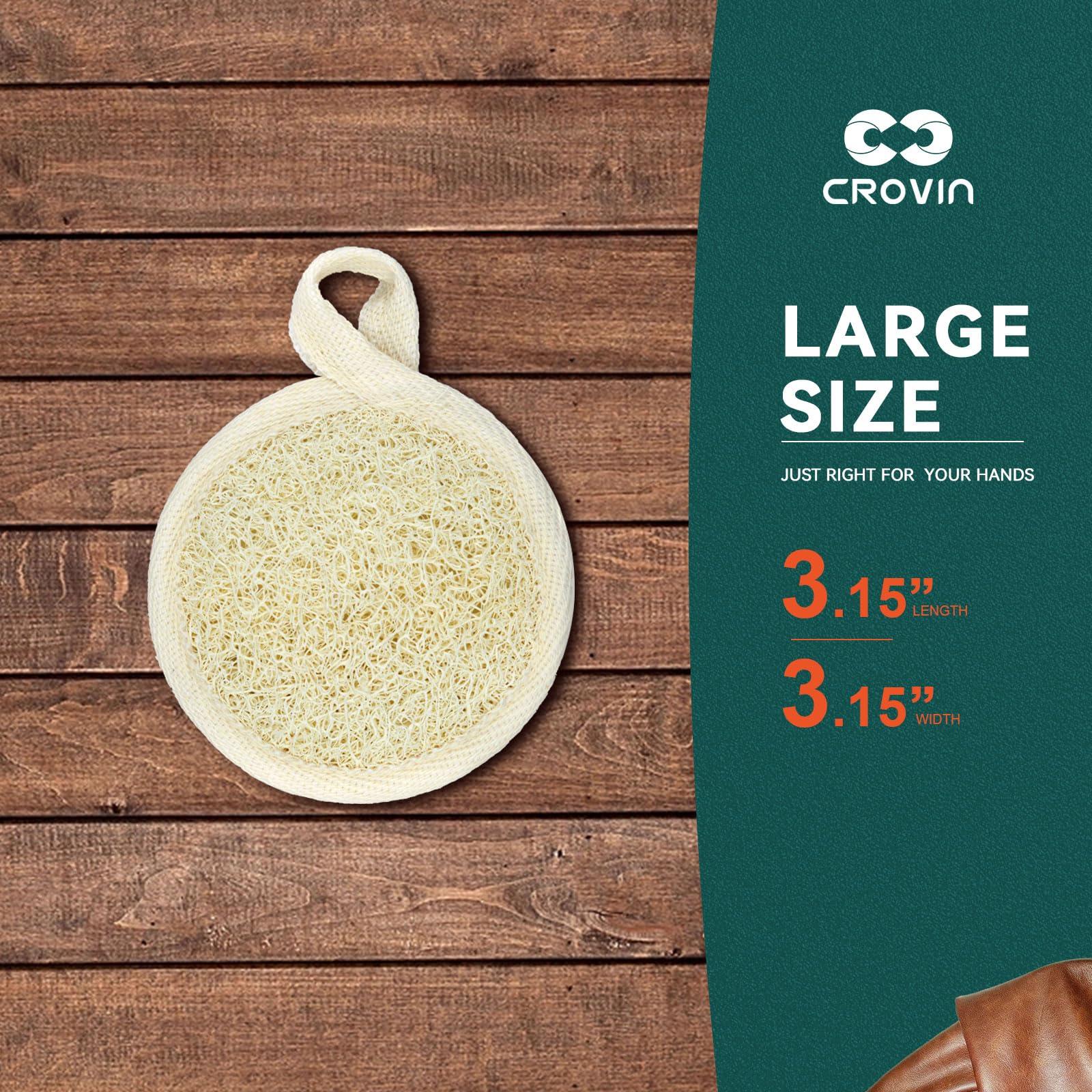 CROVIN CROVIN Shower Puffs and Premium Exfoliating Facial Loofah for Men and Women-Elastic Hand Strap Body Brush to Soothe, Cleanse Your Skin